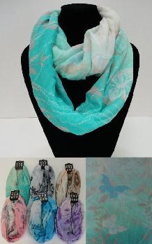 Extra-Wide Light Weight Infinity Scarf [Butterflies & Leaves]